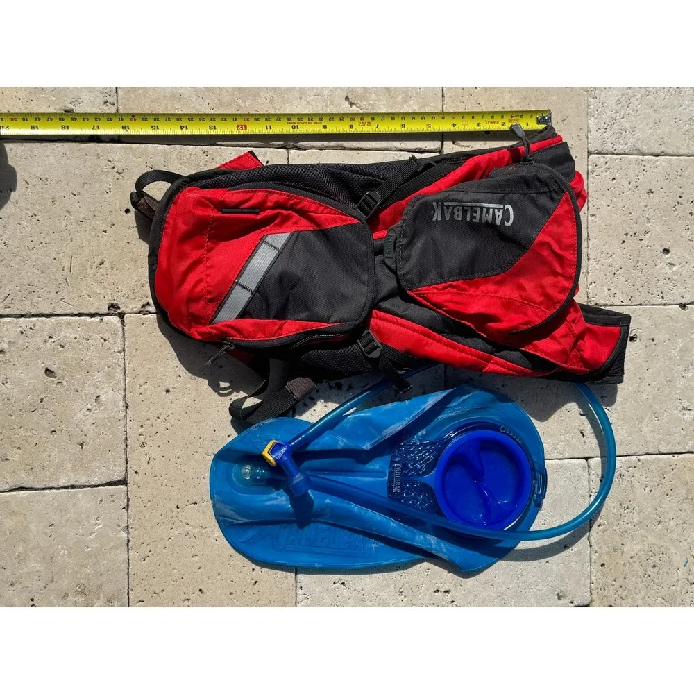 Camelbak Hydration Pack Backpack Hiking Running Biking Water Reservoir Red Black